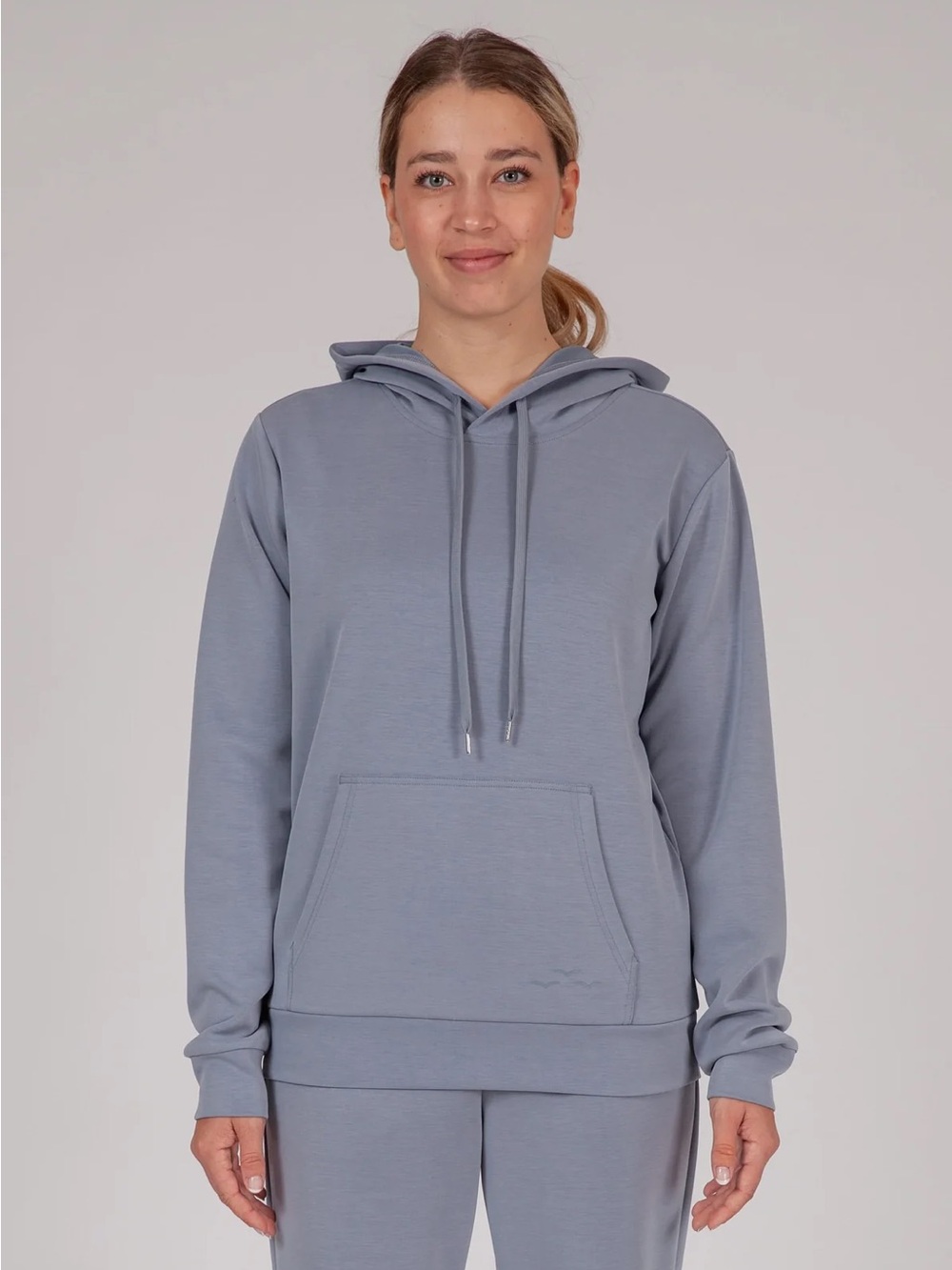 LAZYPANTS LUXE SUEDED DOUBLE KNIT HOODIE In a greyish purple